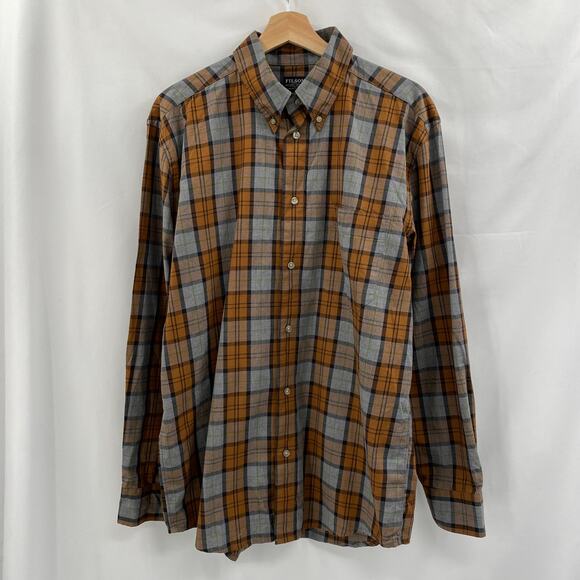 Filson orange plaid button down top - Picture 2 of 5